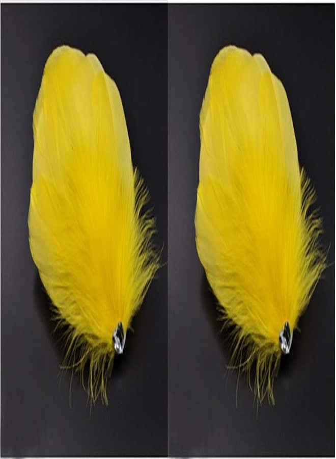 Fodattm 2PCS Heart-shaped Feather Hair Clip Headpiece Party Hairpins Hair Barrettes Hair Accessory Bridal Wedding Feather Fascinator (Yellow) - Image 1
